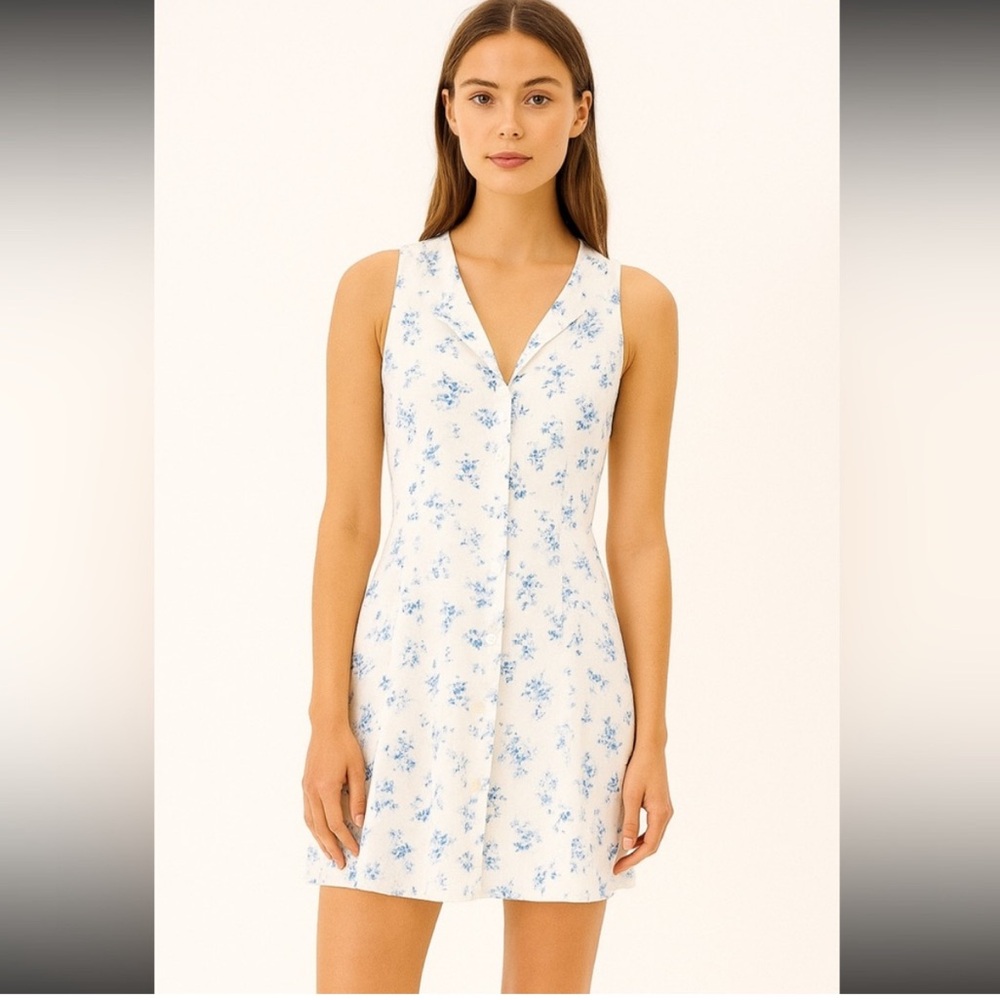 new Reformation Rilynn button down sleeveless short dress in Hanna floral print